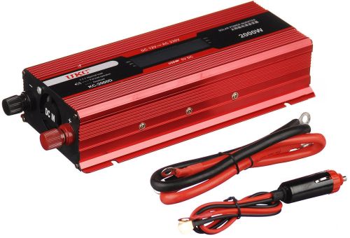 Автомобільний інвертор UKC 12V - 220V 2000W KC-2000D авто перетворювач напруги струму з LCD дисплеєм від прикурювача, акумулятора з екраном