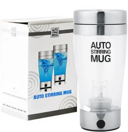 Автоматическая прозрачная кружка мешалка Auto Stirring Mug 400 мл, Термокружка шейкер с миксером для размешивания кофе, смузи коктейлей на батарейках