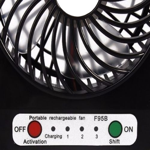 Настольный мини вентилятор Mini Fan XSFS-01 USB с аккумулятором 4.5W Black, портативный охладитель воздуха на подставке с Led фонариком Черный