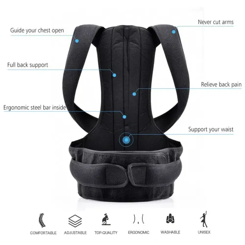 Фіксуючий коректор правильної постави Back Pain Need Help грудопоперековий корсет для вирівнювання спини і плечей, бандаж, жилет пояс для хребта