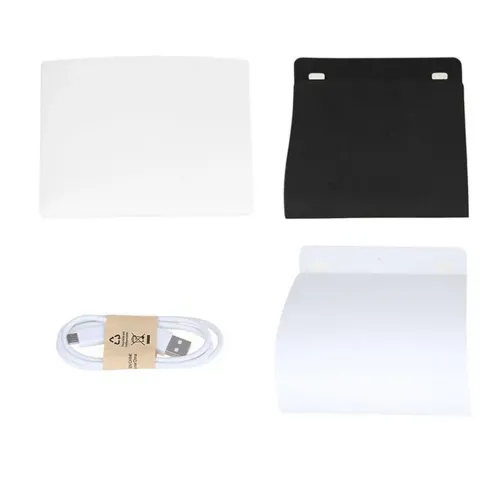Розкладний фотобокс NJ-0065 з Led-підсвічуванням 40x40x40 см для предметної зйомки, світловий лайтбокс для макрозйомки, міні фотостудія 2 фону