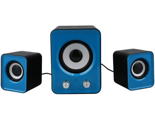 Музичні комп'ютерні колонки Speaker Mini Ft - 202 2.1 для ПК, акустична система з сабвуфером і сателітами 9W від USB Mini-jack 3.5 мм сині