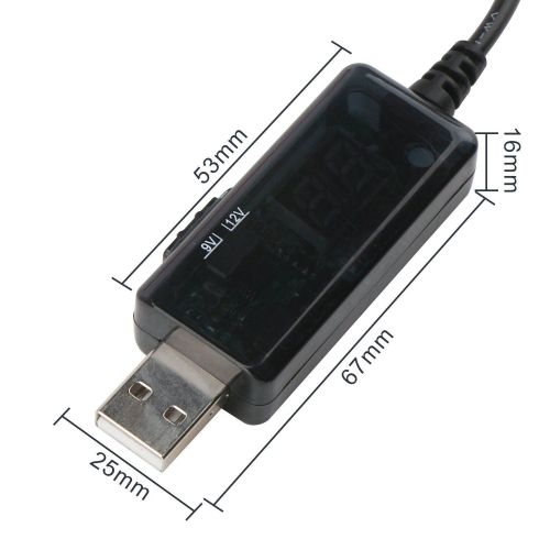 Підвищуючий USB кабель для живлення Wi-Fi роутера від Power Bank 5V з перемикачем 9V або 12V, з регулятором 9v/12v з перехідником на 3.5 мм і 5.5 мм