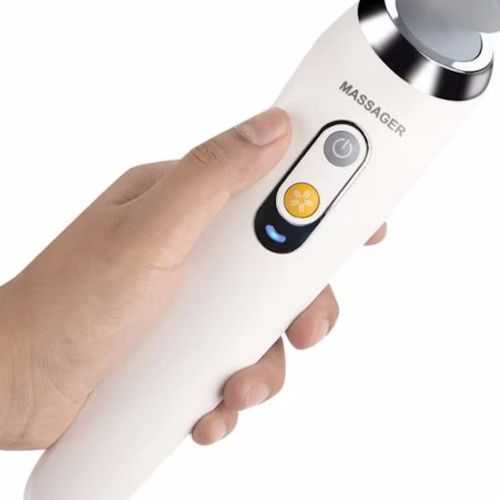 Беспроводной ударный массажер Smart Wireless Handy Massager ST-806 для всего тела и мышц, Аккумуляторный вибромассажер MS-2022 для шеи плечей Белый