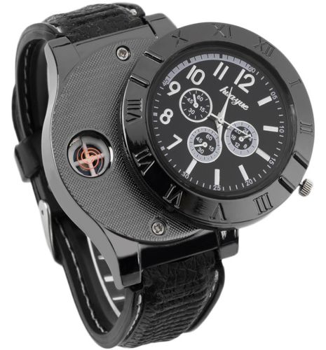 Наручний чоловічий годинник із запальничкою Huayue Watch Lighter Quartz XL-161 кварцові з USB зарядкою і спіральною електрозапальничкою, прикурювачем