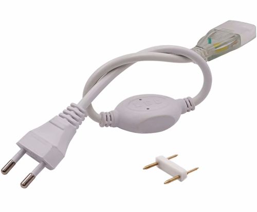 Кабель питания адаптер для светодиодной LED ленты 5050 Foton Power Cable Neon с контроллером 220V IP65, Шнур вилка для светодиодного неона от 220В