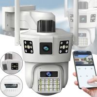 Вулична Wi-Fi камера відеоспостереження на 3 об'єктива Smart Camera SD-39 з датчиком руху, поворотна потрійна вай фай камера з нічною зйомкою