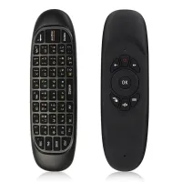Беспроводная аэромышь C120 RuS с клавиатурой Air mouse с гироскопом, Универсальный USB пульт русская раскладка мини клавиатура на батарейках Черная