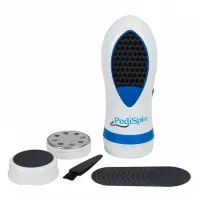 Електрична пемза Pedi Spin Pro Педі спін для видалення огрубілої шкіри стоп і п'ят, прилад для чищення ніг зі змінними насадками Pedispin Біла