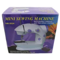 Профессиональная швейная машинка 4 в 1 Mini Sewing Machine SM-202A (WJ-08), Портативная мини машинка 201 для шитья с адаптером и педалью для дома Белая
