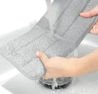 Прямокутна додаткова насадка запаска для швабри-ледащо з віджимом Cleaning MOP МОП змінна для миття і прибирання підлоги з віджимом 33х11 см Сіра