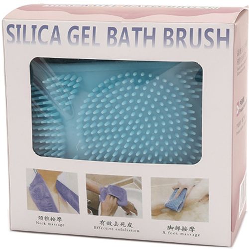 Силіконова двостороння мочалка Silicon bath towel 70см мочалка-масажер для тіла, масажна щітка для душу і ванни з ручками Silica gel Bath brush