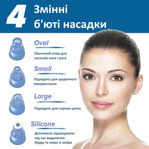 Вакуумный аппарат Derma Suction прибор для чистки пор и удаления черных точек, пилинг для лица, очиститель, аппарат-очиститель кожи 4 насадки Белый