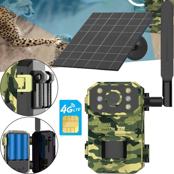Фотопастка для полювання Пугач Hunting ESCAM QF380 Solar 4g з датчиком руху і сонячною панеллю вулична камера з LTE-модулем від акумулятора 18650 камуфляжна