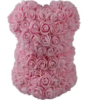Маленький ведмедик з штучних 3D троянд Teddy Bear de Luxe 25 см Pink, Рожевий ведмідь Тедді