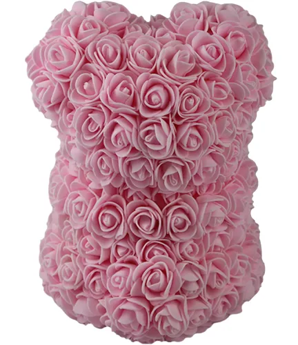 Маленький ведмедик з штучних 3D троянд Teddy Bear de Luxe 25 см Pink, Рожевий ведмідь Тедді