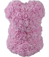 Маленький мишка из искусственных 3D роз Teddy Bear de Luxe 25 см Pink, Светло розовый медведь Тедди
