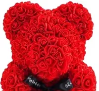 Маленький ведмедик з штучних 3D троянд Teddy Bear de Luxe 25 см Red, Червоний ведмідь Тедді