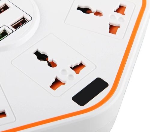 Універсальний мережевий фільтр подовжувач Anti-Static Socket Remax BKL-07 на 3 розетки 4 USB 3.4 A, електричний трійник з запобіжником PS07 Білий