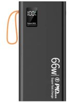Портативний зарядний пристрій Power Bank YM-644DX 66W 30000 mAh C набором кабелів для зарядки з ліхтариком, зовнішній акумулятор повербанк Чорний