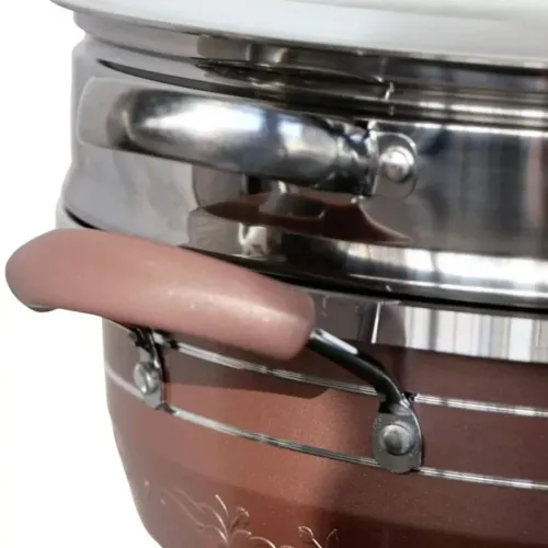 Електрична подвійна каструля скороварка Hoffmans HM-3031 8л 32см, 1500W, Електрокаструля пароварка рисоварка HM3031 від мережі Коричнева