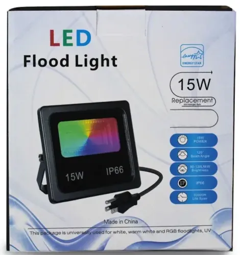 Уличный светодиодный прожектор RGB Flood LB-7980 Light с Bluetooth управлением от телефона, LED Фонарь 15W с монтажным креплением для освещения IP66 от сети