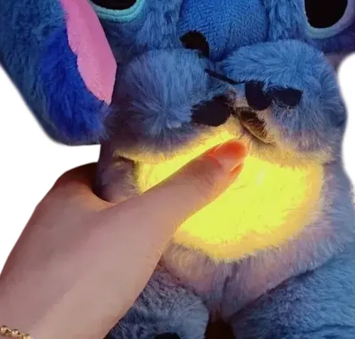 Інтерактивна м'яка іграшка дихаючий стіч Stich 30 см, Музичний плюшевий нічник стіч з ефектом дихання на батарейках для новонароджених дітей