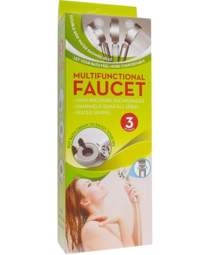 Двостороння душова лійка Multifunctional Faucet насадка для душу 3 режими поливу, масажна душова гарнітура, змішувач з відсіком для шампуню гелю