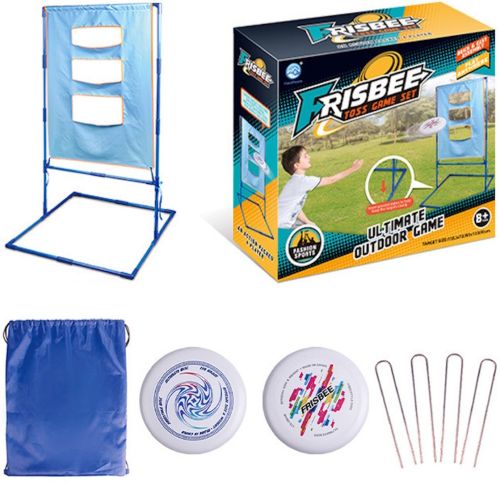 Ігровий набір Фрісбі зі стійкою мішенню Frisbee Toss Game Set 9888-11 для дітей і дорослих, Літаючий м'яч диск і мішень із 3 отворами Синій