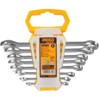 Комплект гаечных комбинированных ключей с трещоткой INGCO HKSPA1088-I 8mm-19mm 8 шт, Набор двухсторонних инструментов рожково-накладных 8 предметов