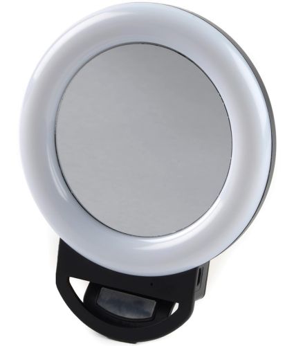 Светодиодное LED селфи кольцо Selfie Ring Light A4S 11.5 см аккумуляторная RGB лампа с зажимом, кольцевая подсветка с зеркалом на телефон USB H8-1