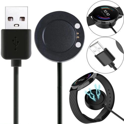 Магнітний зарядний пристрій IS7 Charging Line для Smart Watch T500, Магнітна USB зарядка 37мм 2-конектора для зарядки смарт годинників Чорна