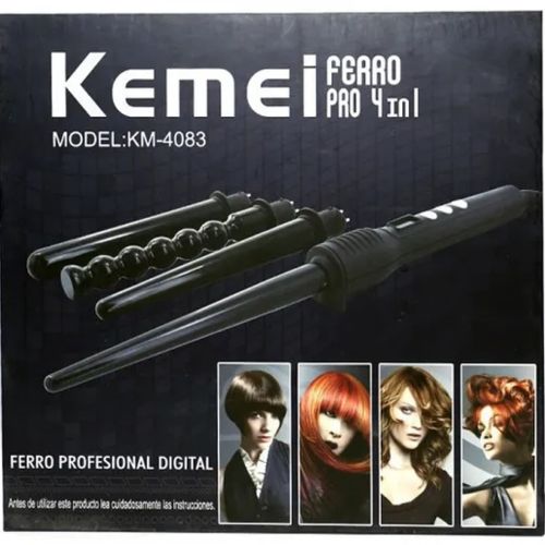Конусна плойка Kemei KM-4083 4 в 1 для завивки волосся, спіральний стайлер зі змінними насадками мультистайлер з керамічним покриттям плойка-стайлер