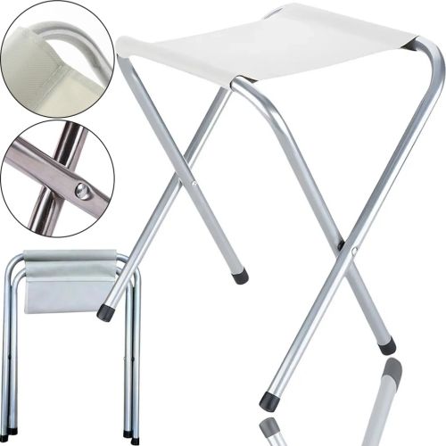 Туристичний складаний стілець Stool Folding Table NA-16 - 2024 до 80 кг для кемпінгу, розкладна табуретка 30х34х35 см для риболовлі та пікніка Білий
