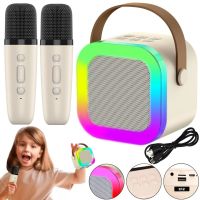 Дитячий бездротовий караоке Speaker K12 2 мікрофони Bluetooth світлодіодна портативна колонка з RGB підсвічуванням на акумуляторі USB AUX LY-736