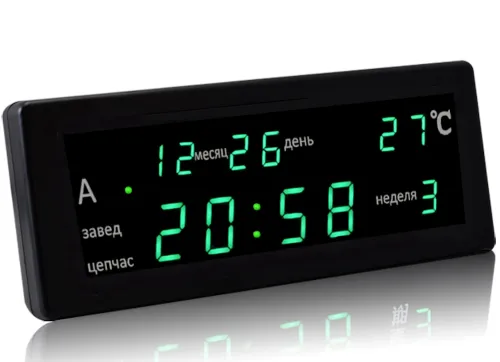Електронний настільний годинник Caixing CX 909-A із зеленим Led підсвічуванням, Настільний цифровий годинник червоний з датою і термометром від мережі 220V