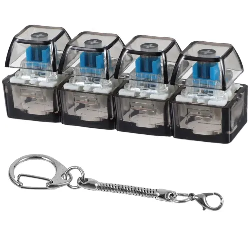 Брелок-антистрес у формі кейкап Switch Keychain SK-04 — іграшка-клікер із 4 механічними клавішами, карабіном для ключів та RGB-підсвічуванням, чорний, Jedel