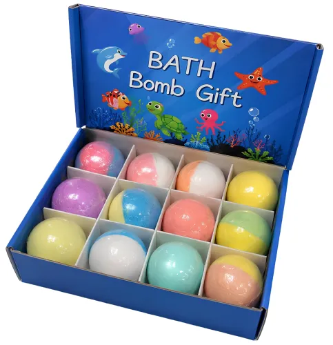 Подарунковий набір бомбочок Bath Bomb Gift (12 штук) для ванни з іграшкою-сюрпризом, дитячі спа-бомбочки «Морські мешканці» для ванни з іграшками