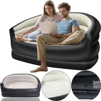 Надувний двомісний диван крісло Avenli 98139 Inflatable Sofa до 200 кг для відпочинку, Флокірований пуф ліжко XL-1134 138х87х71 см для дому
