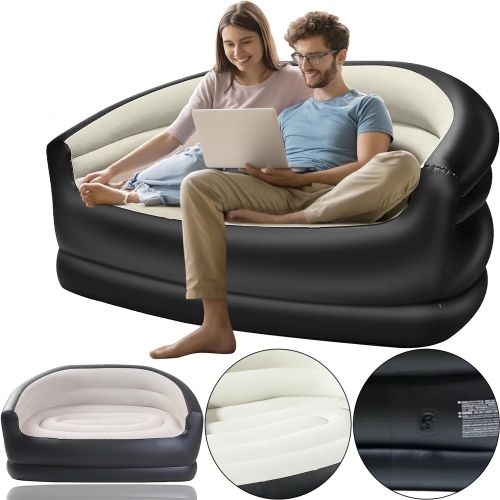 Надувний двомісний диван крісло Avenli 98139 Inflatable Sofa до 200 кг для відпочинку, Флокірований пуф ліжко XL-1134 138х87х71 см для дому