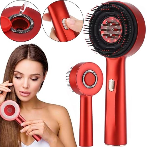 Бездротова масажна гребінець Scalp Massager Comb YKD - 123b для укладання і завивки волосся акумуляторна щітка з дозатором для масажу голови Червона