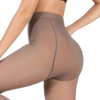 Універсальні утеплені колготки Leggiengs On Wool PW-109 з ефектом капронових із завищеною високою талією, жіночі колготи на хутрі Бежеві