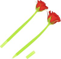 Гелева гнучка ручка у вигляді троянди Pensil Flowers ZF2088 23 см синя паста, Кулькова у вигляді квітки червона троянда товщина лінії 0.5мм для школи, Кулькова у вигляді квітки червона троянда