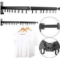 Настінна складна сушарка Wall Clothes Drying Rack на 2 секції 56 см для сушіння одягу до 30 кг, Вішалка з петлями для білизни з алюмінієвого сплаву