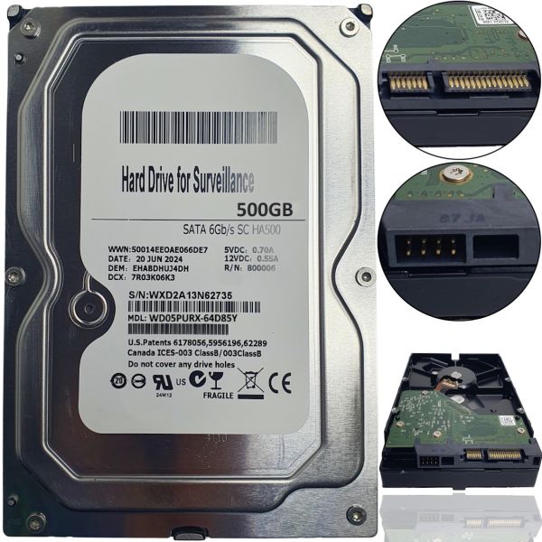 Внутрішній жорсткий диск Hard Disc WD05PURX-64D85Y 500GB HDD SATAIII 3.5" для комп'ютера, Універсальний накопичувач даних вінчестер 64MB для ПК