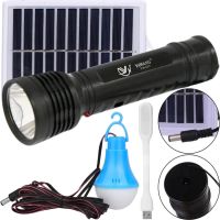 Ручной аккумуляторный фонарик X-Balog BL YW-037 3W с гибкой LED лампой и солнечной панелью Туристический фонарь Power Bank Yawang для кемпинга Черный
