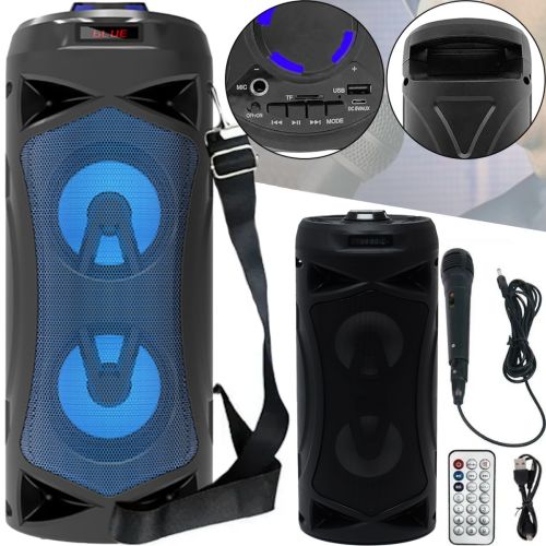 Бездротова Bluetooth колонка динамік SoonBox S4403 з LED підсвічуванням 10W і мікрофоном, акумуляторна блютуз акустика караоке USB SD FM AUX Чорна