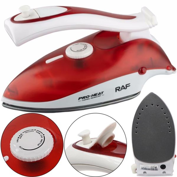 Складана ручна праска RAF R.1259R 800W з регулятором температури і резервуаром для води, Парова праска відпарювач Раф з керамічною підошвою, Парова праска відпарювач Раф