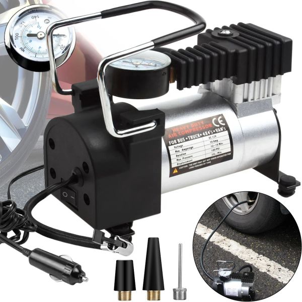 Автокомпресор від прикурювача Аіг pump HS - 208 965кПа для накачування шин 140psi 10Amp Автомобільний компресор насос для підкачки коліс машини чорний