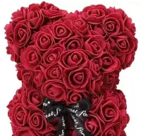 Маленький ведмедик з штучних 3D троянд Teddy Bear de Luxe 25 см Burgundy, бордовий ведмідь Тедді